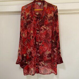 Kim Rogers Signature, long sleeve, button-down beautiful floral blouse, size 3X